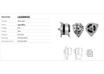 Alternatör  LUCAS ELEKTRIK LEA0043  ADU8810 ASU1238 PRC6367