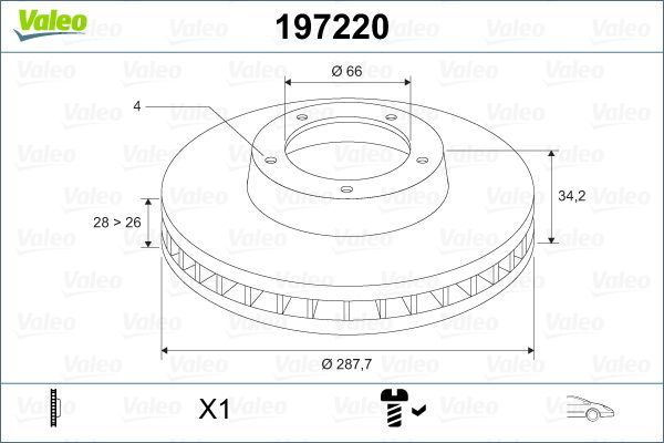 Fren Disk Ayna Ön Sağ ve Sol Citroen C5 Break (05.2001->)  VALEO 197220