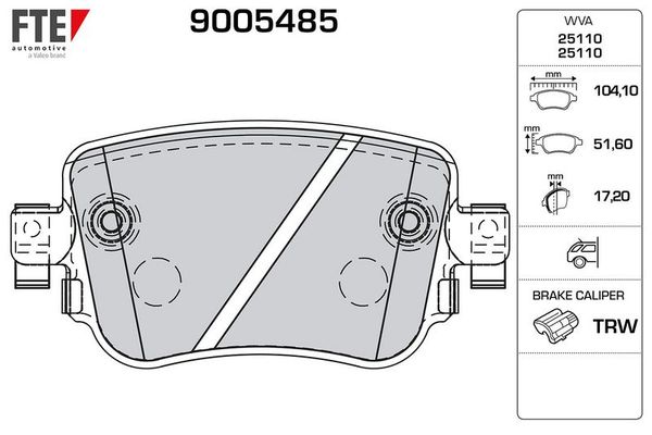 Fren Disk Balata Arka Volkswagen Polo VI (AW1)(08.2017->2021)  FTE 9005485
