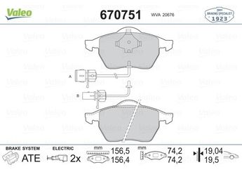 Fren Disk Balata Ön VALEO 670751  4B0698151J 4B0698151N 4B0698151 4B0698151A 4B0698151AB 4B0698151B 4B0698151E 4B0698151H 4B0698151M