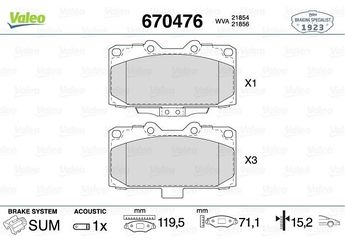 Fren Disk Balata Ön VALEO 670476  26296AE120 4106074F90 41060-74F90 4106074F91 41060-74F91 4106074F92 41060-74F92 D106074F92 D1060-74F92 26296-AE120 26296AE121 26296-AE121 26296FA100 26296-FA100 26296FA101 26296-FA101 26296FA102 26296-FA102 26296FA140 26296-FA140 26296FA160 26296-FA160 26296FA170 26296-FA170 26296FE090 26296-FE090