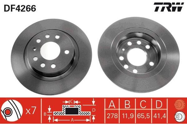 Fren Disk Ayna Arka Sağ ve Sol Saab 9-3 Sport Wagon (2008->)  TRW DF4266