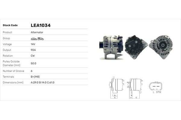 Alternatör  Seat Alhambra (7V8)(01.1996->)  LUCAS ELEKTRIK LEA1034