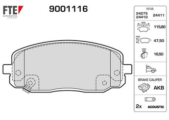 Fren Disk Balata Ön FTE 9001116  581010XA10 581010XA01 58101-0XA01 58101-0XA10 5810107A10 58101-07-A10 5810107A20 58101-07A20