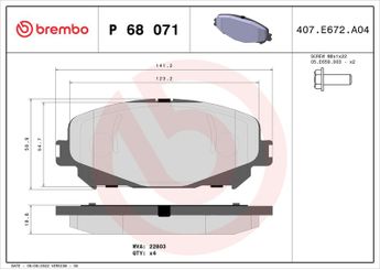 Fren Disk Balata Ön BREMBO P 68 071  410606808R MQ005728 7711946208