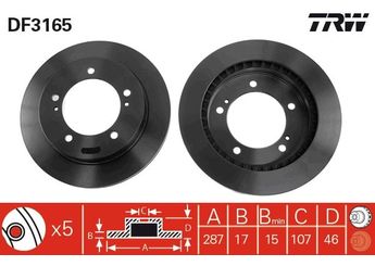 Fren Disk Ayna Ön Sağ ve Sol TRW DF3165  5521156B00 55211-56B00 5521156B00000 55211-56B00-000 5521156B01 55211-56B01 9998556B00 99985-56B00