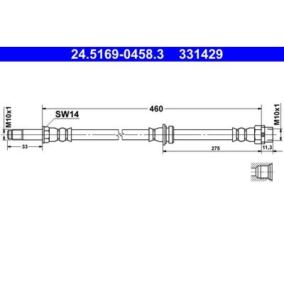 Fren Hortumu Arka Sağ veya Sol BMW 3 Serisi Sedan (E46)(1998->)  ATE 24.5169-0458.3