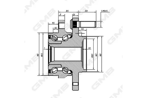 Teker Rulmanı Ön Sağ veya Sol Hyundai i30 Cw (GDH)(2012->)  GMB GH34880
