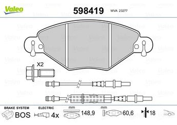 Fren Disk Balata Ön VALEO 598419  425346 1611456480 1617257180 1636411580 425215 4252-15 425248 4252-48 425288 4252-88 4253-46 E172229
