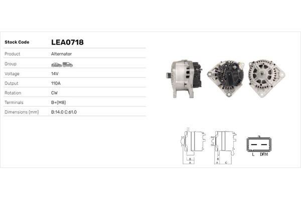 Alternatör  LUCAS ELEKTRIK LEA0718