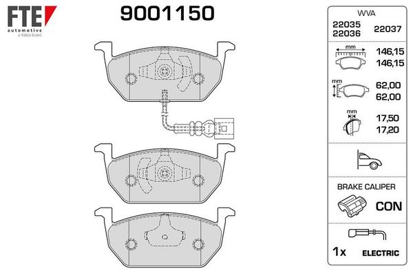 Fren Disk Balata Ön Volkswagen Golf VII Variant (BA5)(04.2013->2017)  FTE 9001150