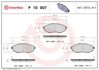 Fren Disk Balata Ön BREMBO P 10 007  96952179 96475027 93723738 5520086Z00 5520086Z00000 96496765