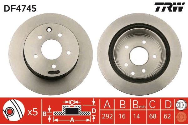 Fren Disk Ayna Arka Sağ ve Sol Nissan X-Trail (T30)(06.2001->)  TRW DF4745