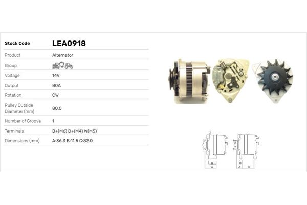 Alternatör  LUCAS ELEKTRIK LEA0918