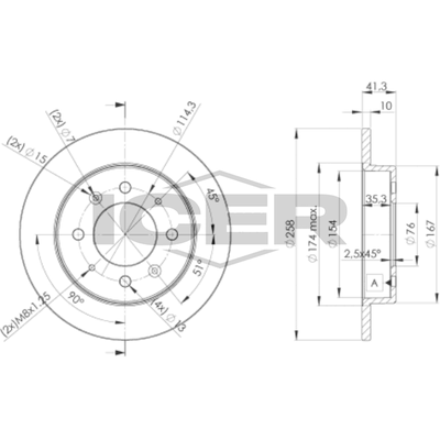 Fren Disk Ayna Arka Sağ ve Sol Kia Cerato (LD)(2004->)  KALE BALATA TFD00234