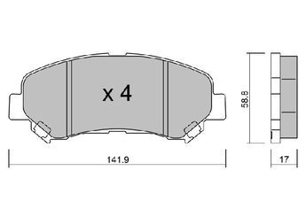 Fren Disk Balata Ön AISIN BPNI-1004  D1060JD00A 41060JD00A 41060-JD00A D10609N00A D1060-9N00A D1060-JD00A D1060JD00J D1060-JD00J D1060JE00A D1060-JE00A D10603UB0A D1080JE00A D1080-JE00A D1083JE00A D108MJE00J D1M609N00A D1M60JE00A 5581057L00 55810-57L00 5581057L50 55810-57L50 5581057L51