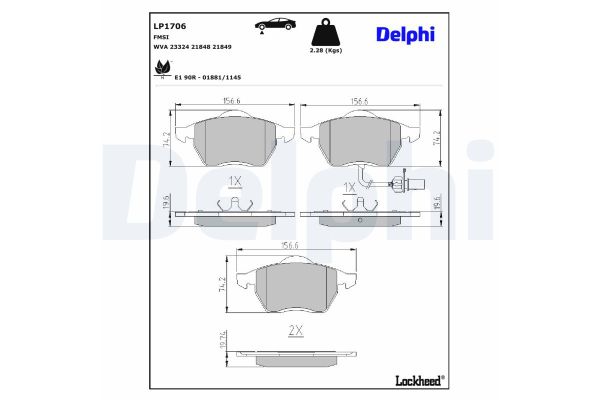 Fren Disk Balata Ön Seat Alhambra (7V8)(01.1996->)  DELPHI LP1706