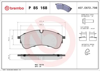 Fren Disk Balata Ön BREMBO P 85 168  2N0698151A 65508206001