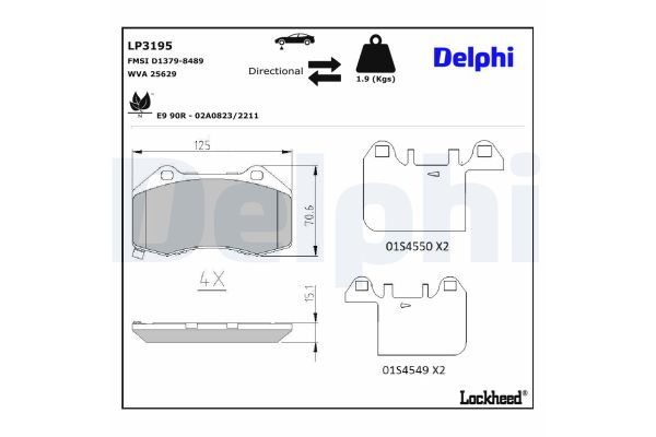 Fren Disk Balata Ön Opel Corsa D (2006->)  DELPHI LP3195