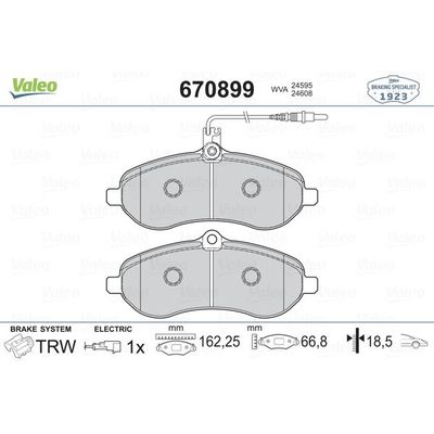 Fren Disk Balata Ön Citroen Jumpy (01.2007->)  VALEO 670899
