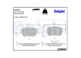 Fren Disk Balata Ön DELPHI LP2079  LP2079 410600011R 4106 000 11R 410605055R 4106 050 55R 440608746R 4406 087 46R 8660000764 8660004533