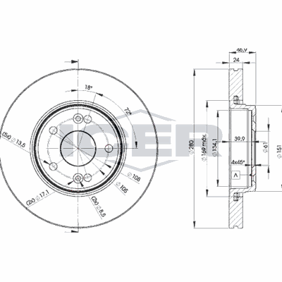 Fren Disk Ayna Ön Sağ ve Sol Renault Laguna II Grandtour (KG0)(03.2001->)  MGA 50146