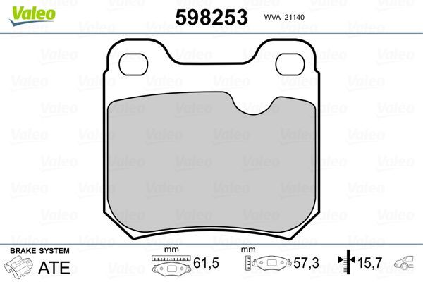 Fren Disk Balata Arka Opel Vectra A (1988->)  VALEO 598253