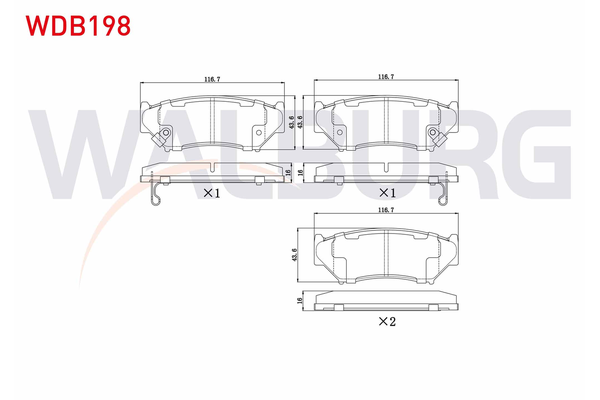 Fren Disk Balata Ön Suzuki Jimny (SN/FJ)(1998->)  WALBURG WDB198