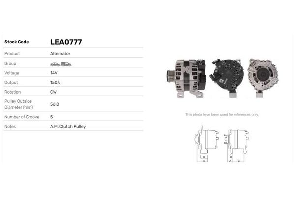 Alternatör  LUCAS ELEKTRIK LEA0777