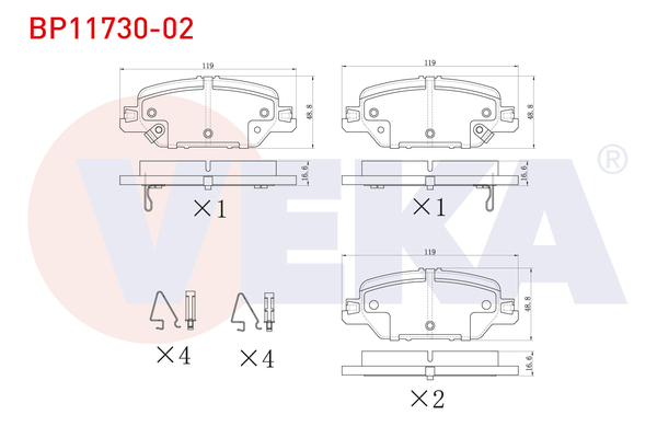 Fren Disk Balata Arka Honda CR-V (RW)(10.2018->)  VEKA BP11730-02