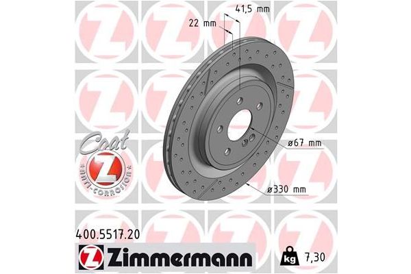 Fren Disk Ayna Arka Sağ ve Sol Mercedes GLA -Serisi (BM 156)(03.2014->)  ZIMMERMANN 400.5517.20