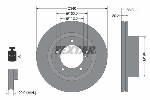 Fren Disk Ayna Ön Sağ ve Sol Toyota Land Cruiser 200 (J20)(2008->)  TEXTAR 92204603