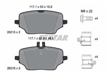 Fren Disk Balata Arka TEXTAR 2621501  A0004204202 4203902 0004203902 4204202 0004204202 A0004203902