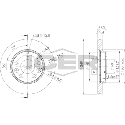 Fren Disk Ayna Ön Sağ ve Sol Renault Megane IV Sedan (07.2016->)  WALBURG WBD1348D