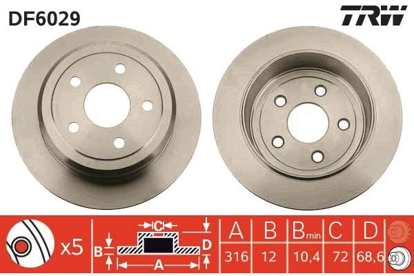 Fren Disk Ayna Arka Sağ ve Sol Jeep Wrangler / Wrangler Unlimited (JK)(2007->)  TRW DF6029