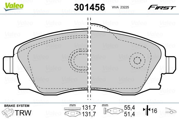 Fren Disk Balata Ön Opel Corsa C (2003->)  VALEO 301456