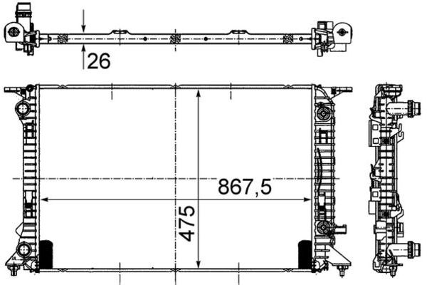 Su Radyatörü  Porsche Macan (Typ 95BA)(11.2013->)  MAHLE CR 910 000S