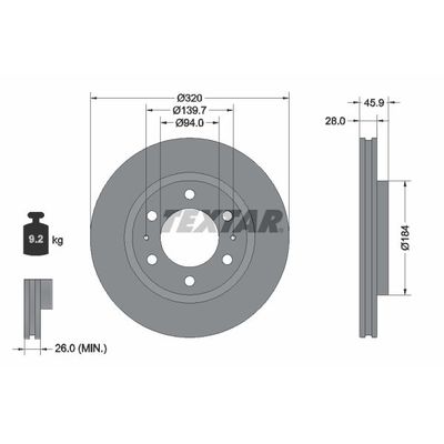 Fren Disk Ayna Ön Sağ ve Sol Mitsubishi L200 (KL0/KJ0)(2019->)  WALBURG WBD1595D
