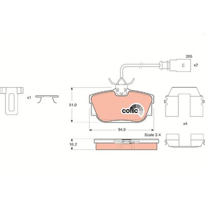 Fren Disk Balata Arka Volkswagen T4 Transporter Kamyonet Çift Kabin Syncro (08.1992->2003)  TRW GDB1326