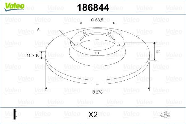 Fren Disk Ayna Arka Sağ ve Sol Ford Tourneo Connect (TC7)(2002->)  VALEO 186844