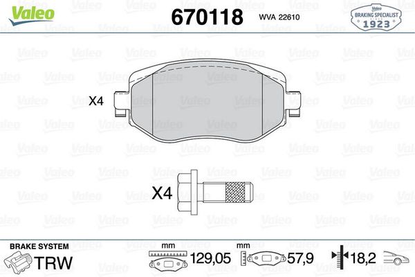 Fren Disk Balata Ön Renault Megane IV HB (12.2015->)  VALEO 670118