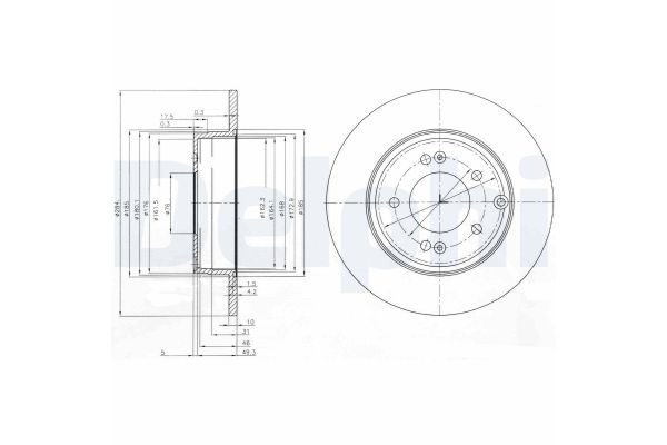 Fren Disk Ayna Arka Sağ ve Sol Kia Optima Sportswagon (JF)(2016->)  DELPHI BG4012