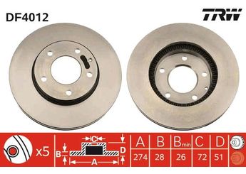 Fren Disk Ayna Ön Sağ ve Sol TRW DF4012  T0023325X T0023325XA TY013325X TY01-33-25X T002-33-25X T002-33-25XA TY013325XA TY01-33-25XA TY0733251A TY07-33-251A TY073325XA TY07-33-25XA