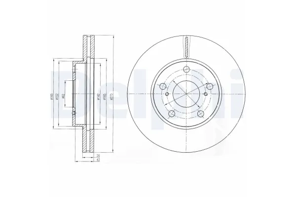 Fren Disk Ayna Ön Sağ ve Sol Toyota Auris (E15)(10.2006->)  DELPHI BG4234C