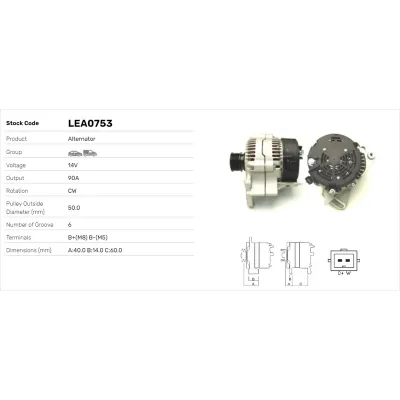 Alternatör  Skoda Felicia Combi (795)(11.1994->)  LUCAS ELEKTRIK LEA0753