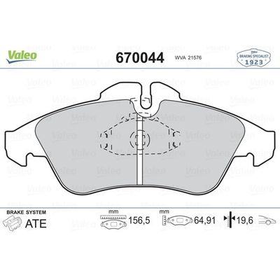 Fren Disk Balata Ön Volkswagen LT P.Van/Minibüs (01.1996->2006)  VALEO 670044