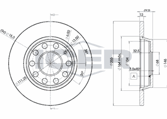 Fren Disk Ayna Arka Sağ ve Sol MAHER 03603  8E0615601Q 8E0615601D 8E0 615 601 D 8E0 615 601 Q