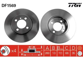 Fren Disk Ayna Ön Sağ ve Sol TRW DF1569  34111154747 1154747 1 154 747 34 11 1 154 747 34116752434 34 11 6 752 434 6752434 6 752 434