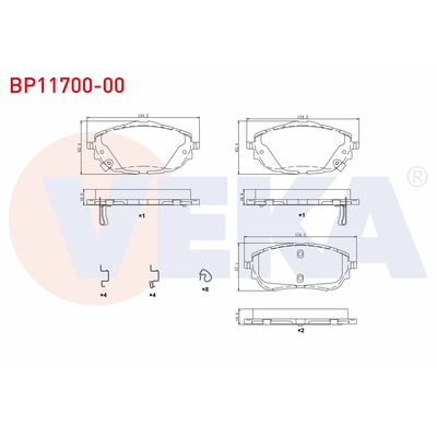 Fren Disk Balata Ön Toyota Corolla (E18)(06.2013->)  VEKA BP11700-00