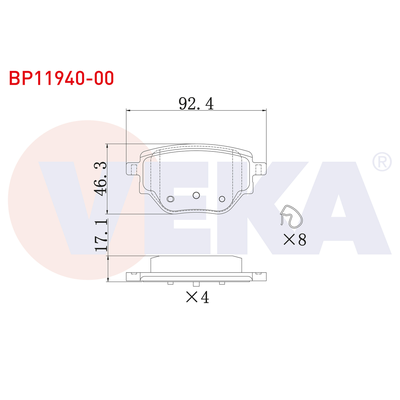 Fren Disk Balata Arka Peugeot 2008 / e-2008 (P1)(11.2019->)  VEKA BP11940-00